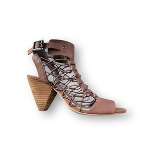 Vince Camuto Lace Up Block Heel Women’s Leather Sandals Size 7.5